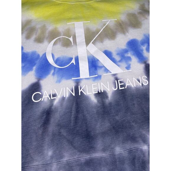 Calvin Klein Jeans Crop Top Sweater Size Large Short Sleeve Tie-Dye Multicolor - Picture 2 of 4